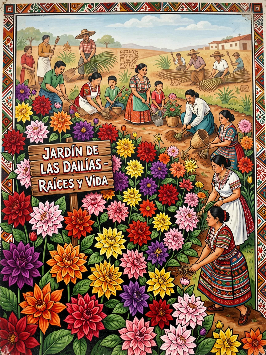 A garden filled with blooming dahlias in every color