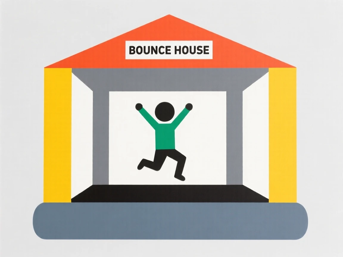 A child jumping in a bounce house