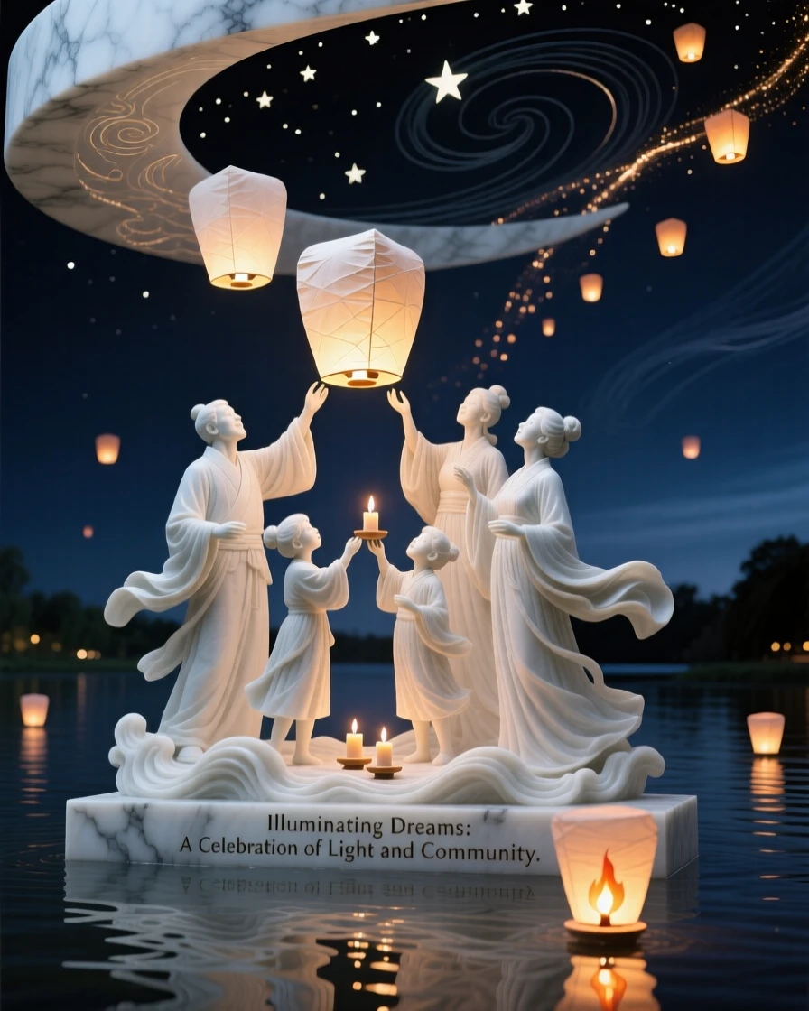 A vivid, emotionally rich scene of a paper lantern festival lighting up the night sky, captured with cinematic depth and detail, designed to captivate and inspire