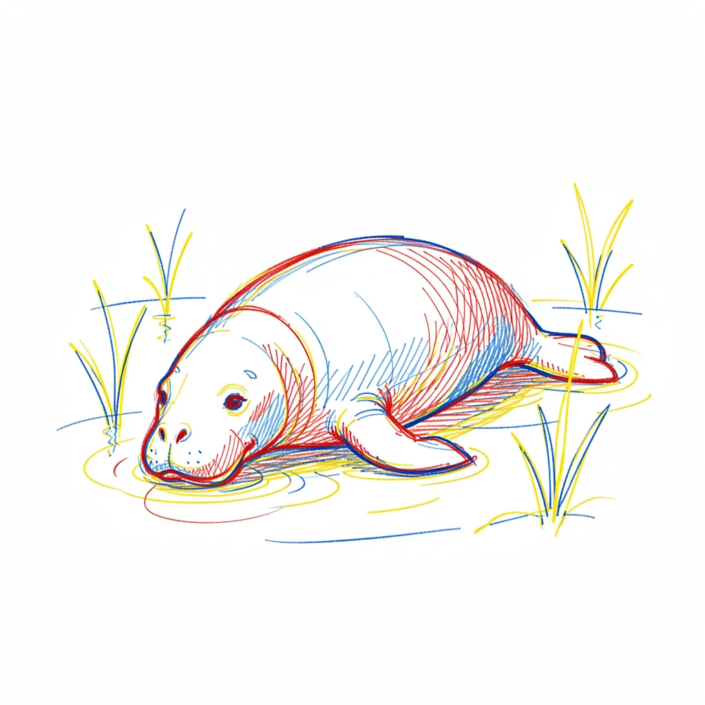 A manatee grazing peacefully in a clear freshwater spring
