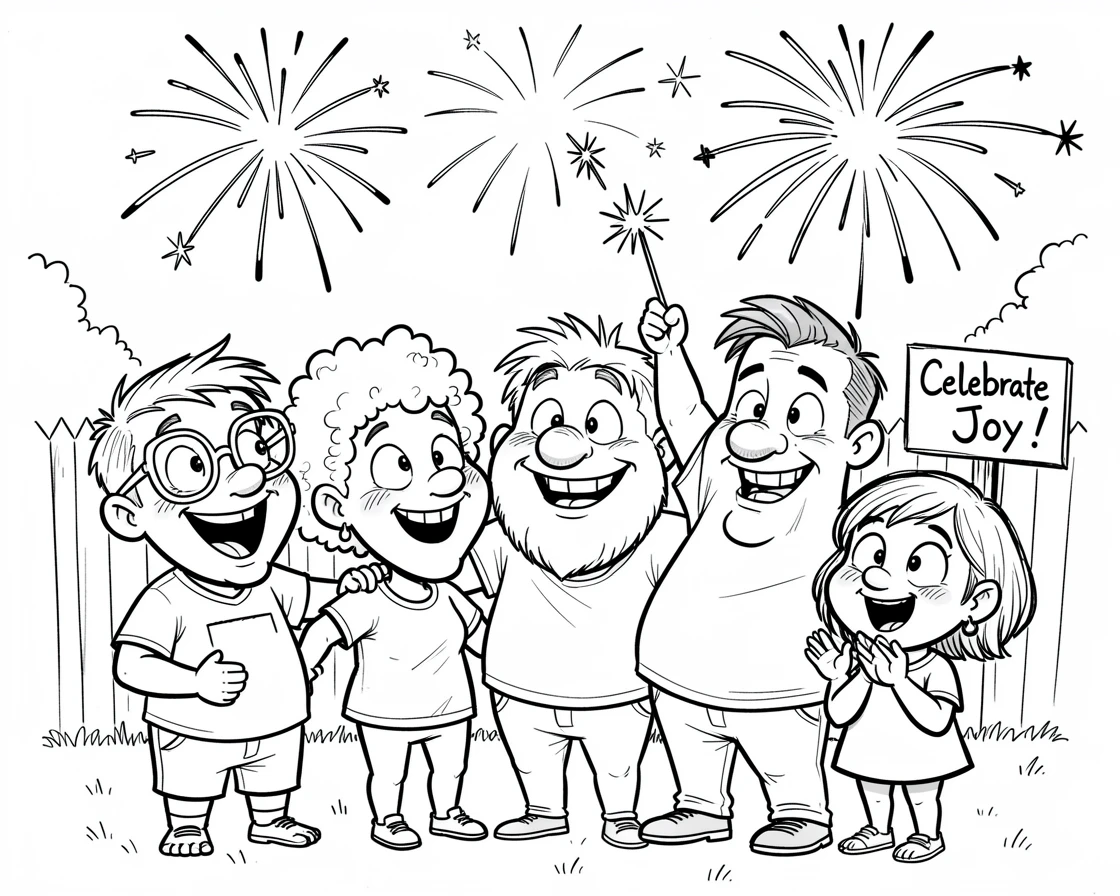 [Seasonal Holidays & Celebrations] Festive scene of a cozy group of friends setting off a spectacular fireworks display, full of celebration and joy