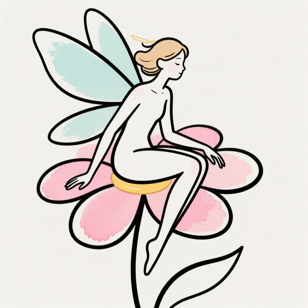 A fairy with delicate wings on a flower