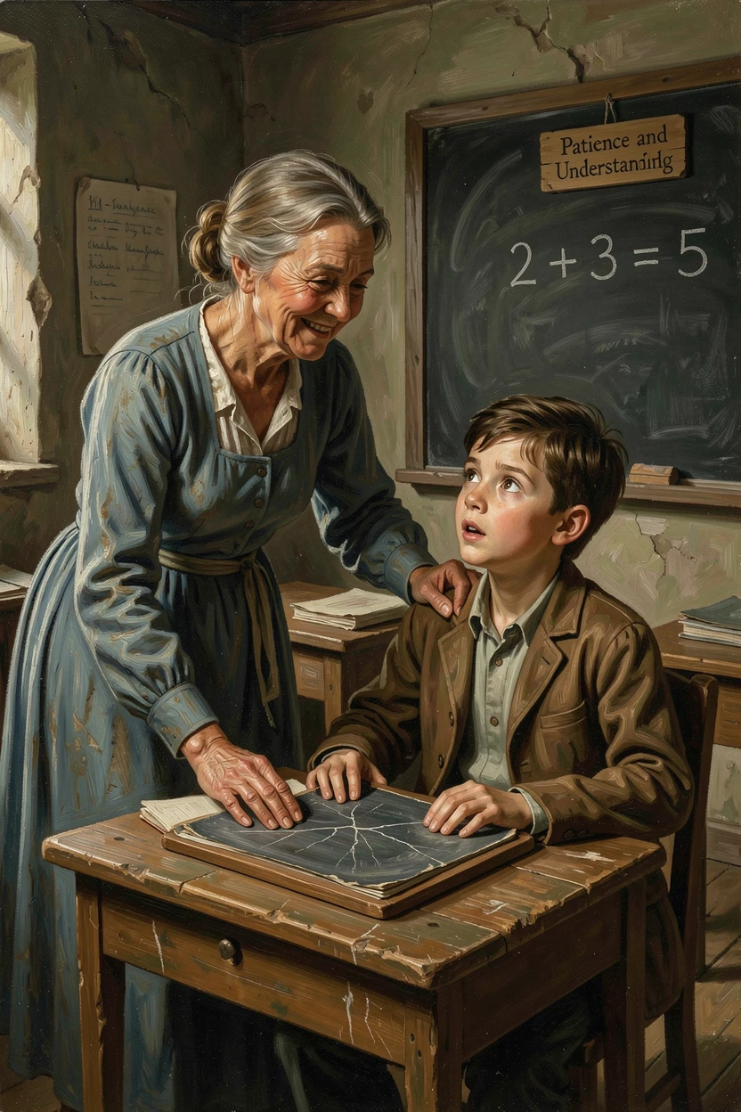 A teacher's face lighting up as a struggling student finally understands a lesson, as a single meaningful gesture captures the heart of the moment, evoking deep emotion and a profound sense of shared humanity