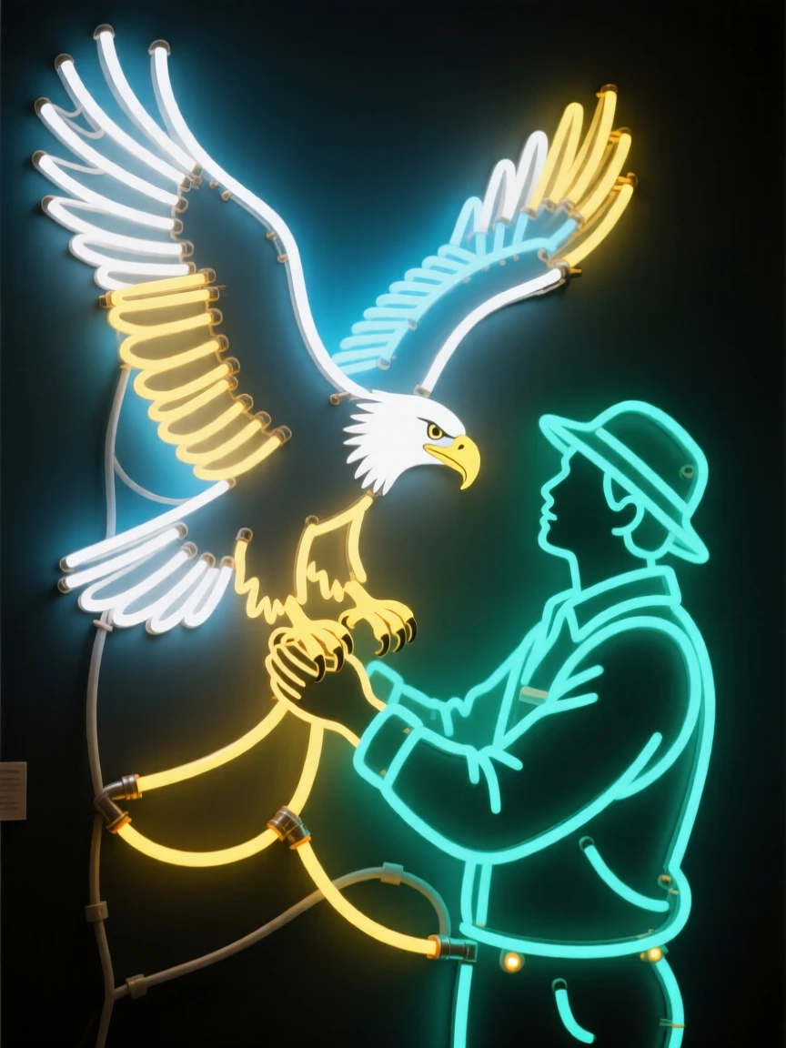 A conservationist releasing a rehabilitated eagle back into the wild.