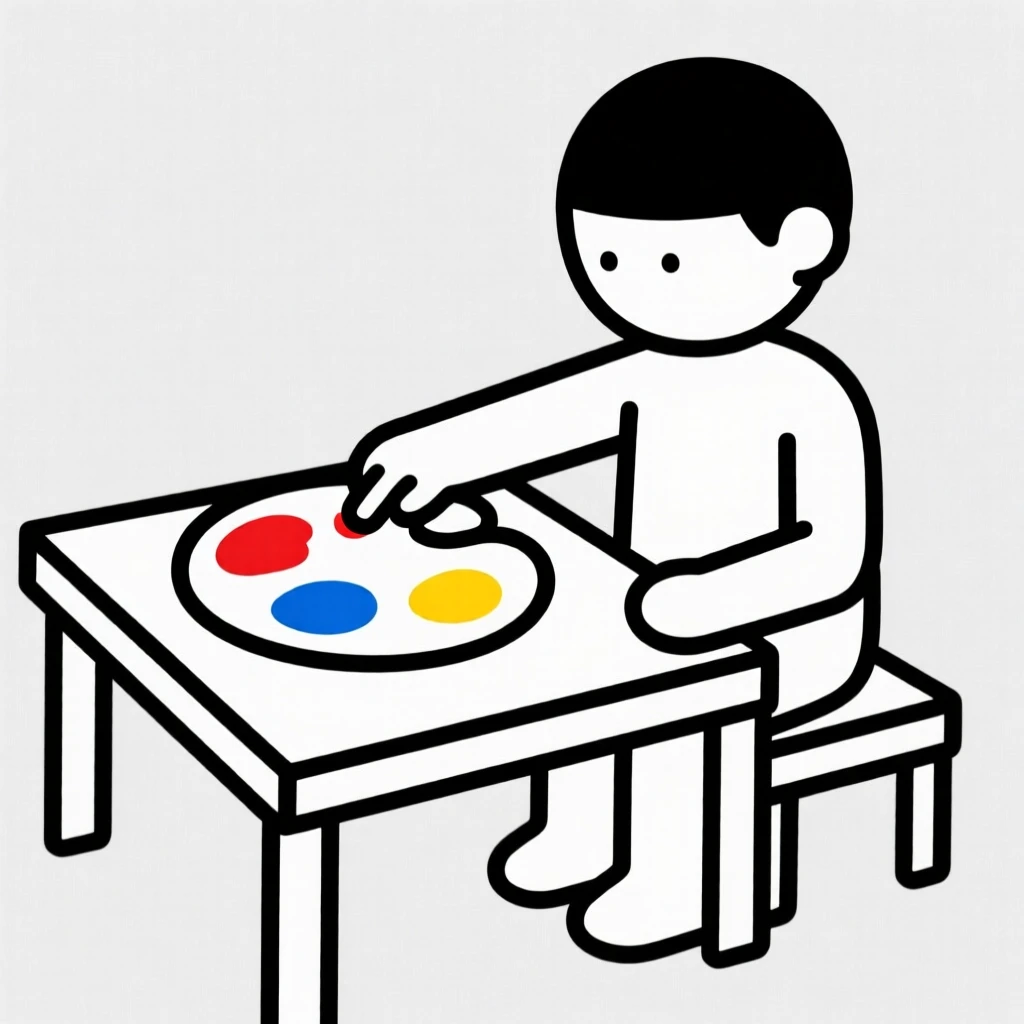 A child painting with fingerpaints
