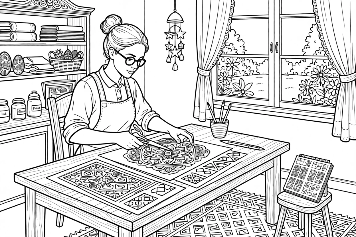 A paper-cutting artist creating intricate folk designs.