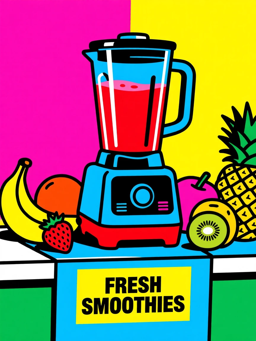 Home smoothie station with fresh fruit