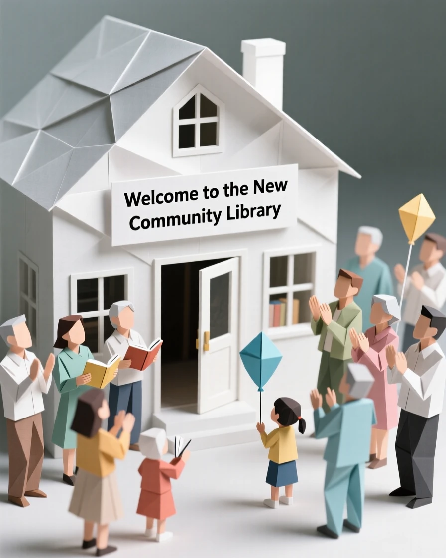 A community celebrating together as a new library opens its doors for the first time.