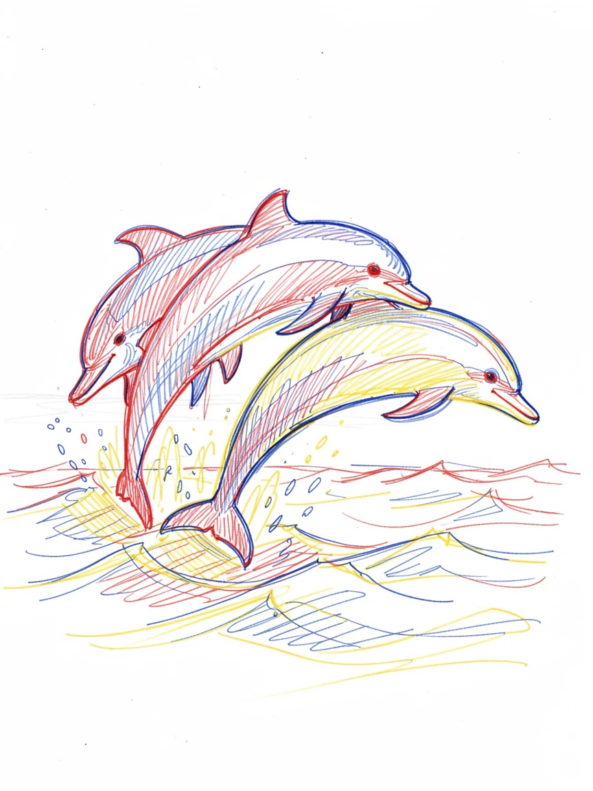 A pod of spinner dolphins leaping and twisting above the waves