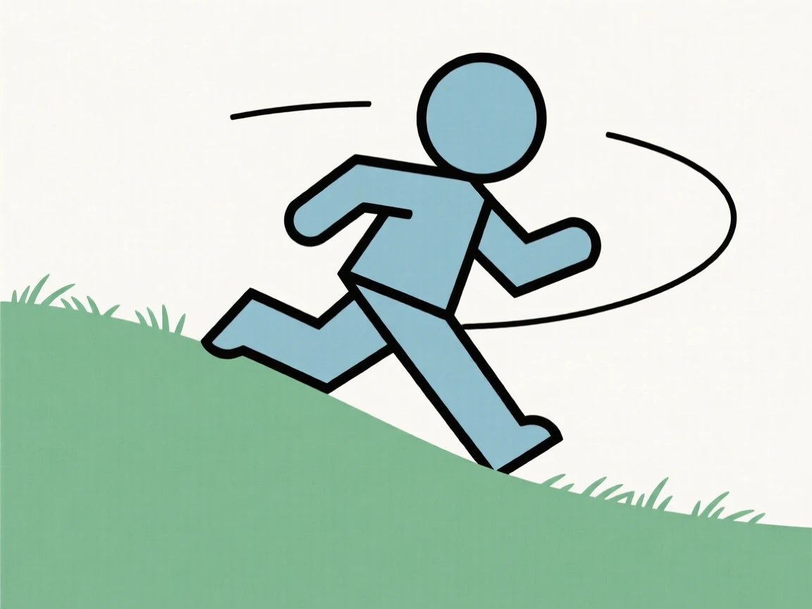 A child rolling down a grassy hill