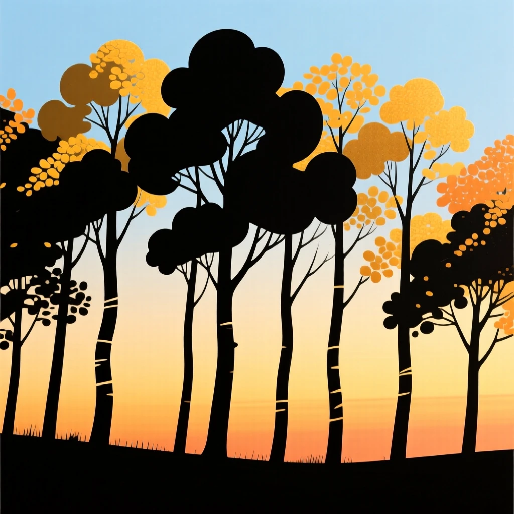 A quiet grove of aspen trees, their golden leaves trembling in the wind.