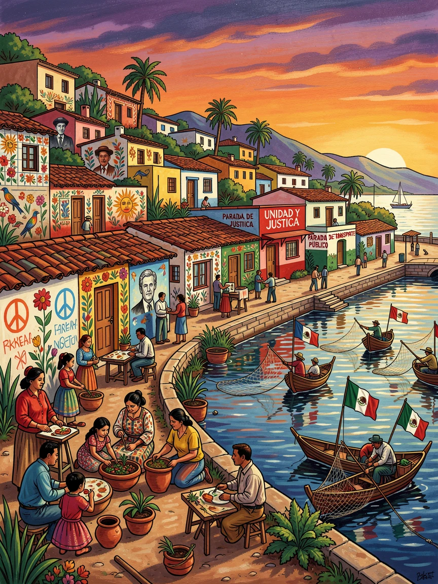 A colorful hillside neighborhood overlooking a sparkling harbor