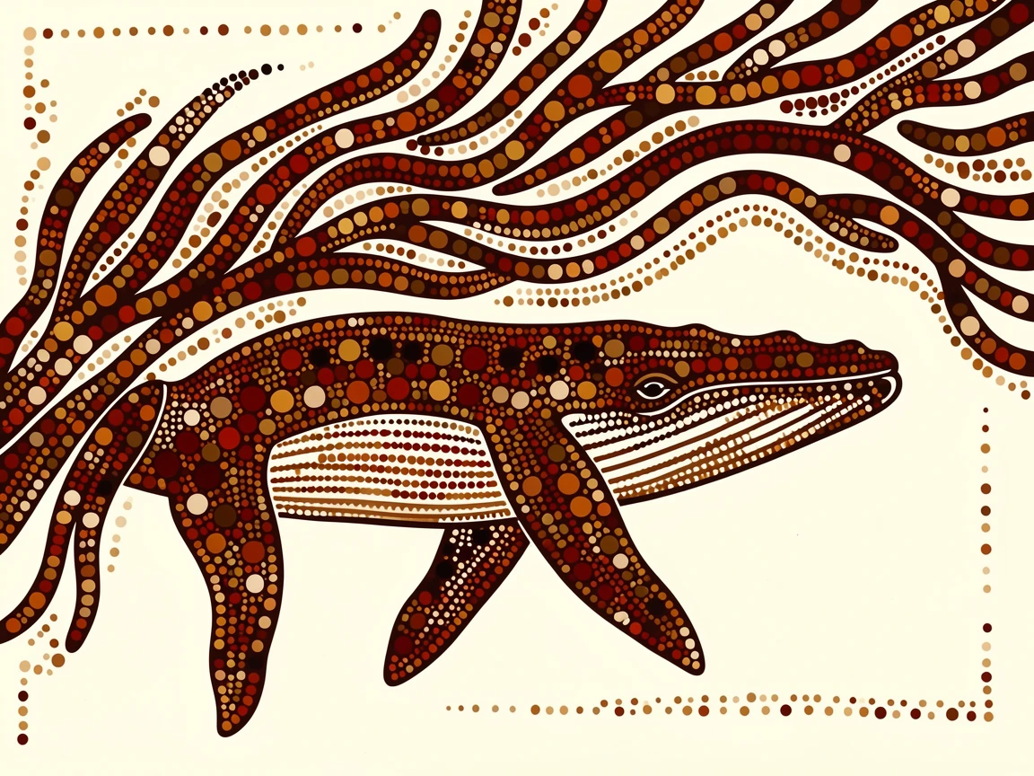 A sperm whale beneath a canopy of drifting kelp