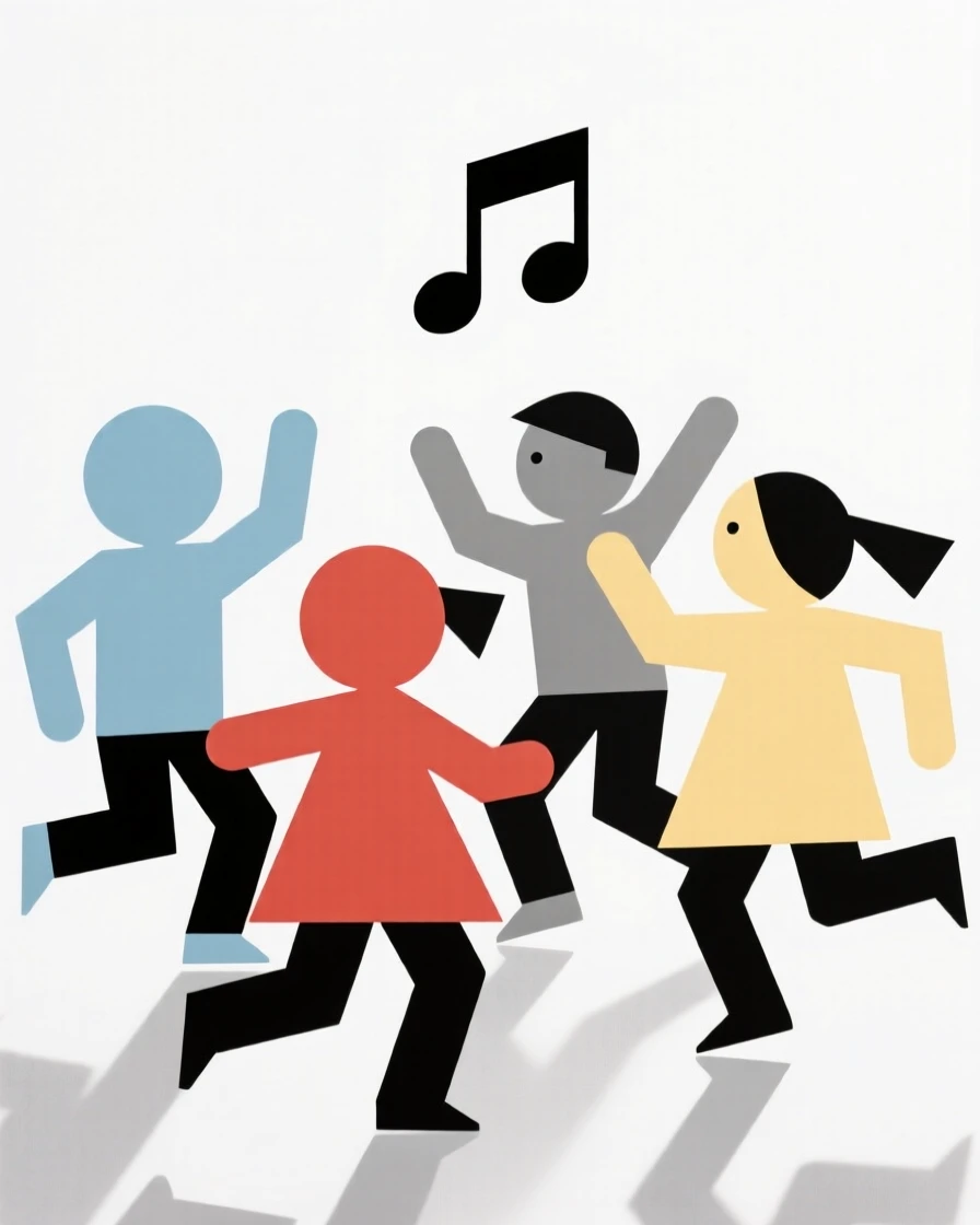 A group of children dancing to music