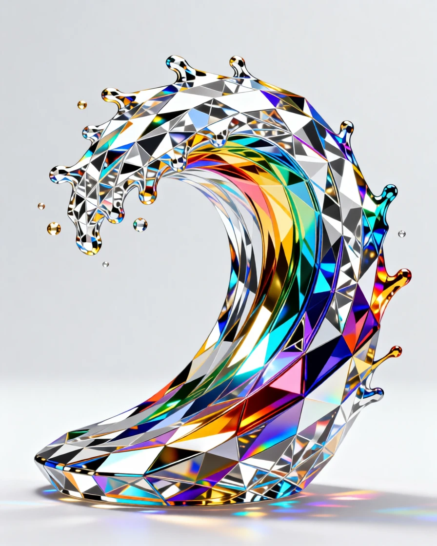 An abstract wave of paint splashes frozen mid-motion in vivid rainbow hues.