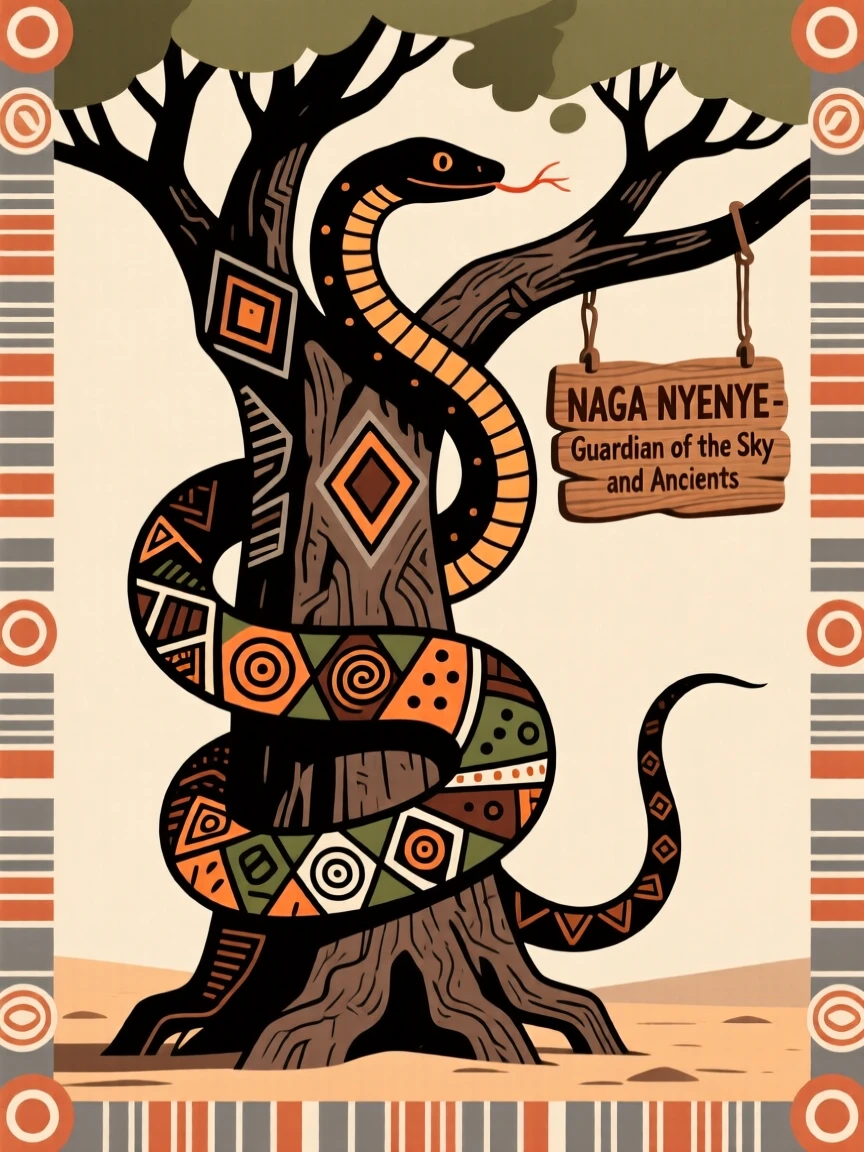 A legendary sky serpent said to dwell within an ancient baobab tree.
