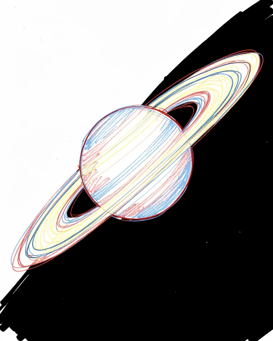 A close view of Saturn's rings glowing softly against black space