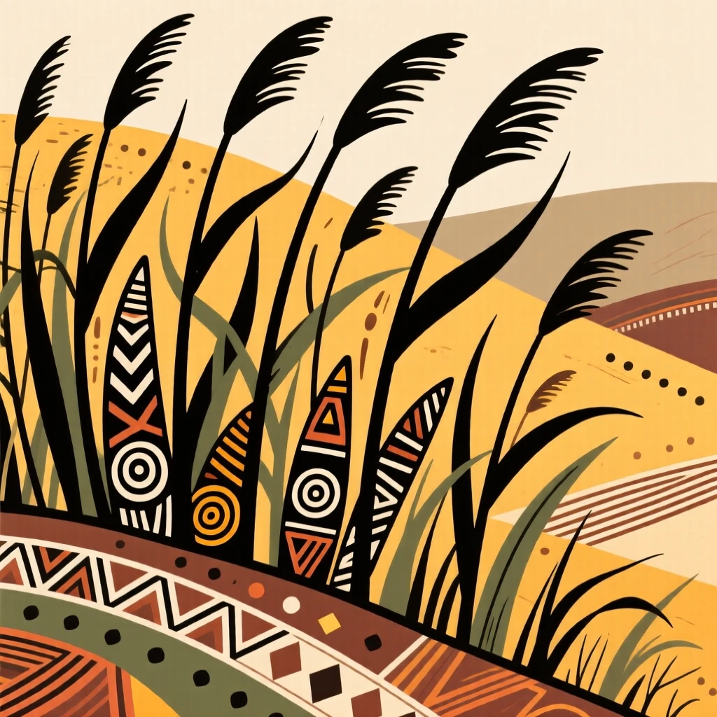 A thicket of wild reeds blooming across a sunlit hillside.