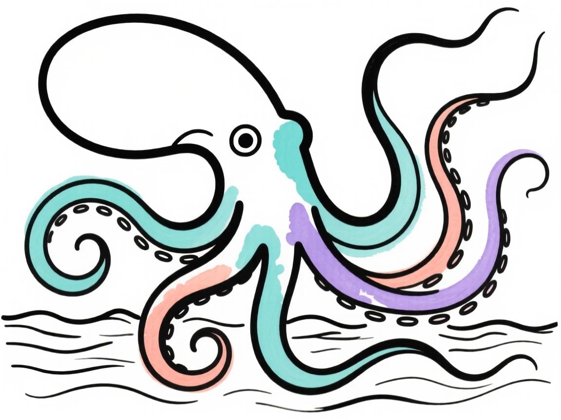 A kraken rising from the deep sea