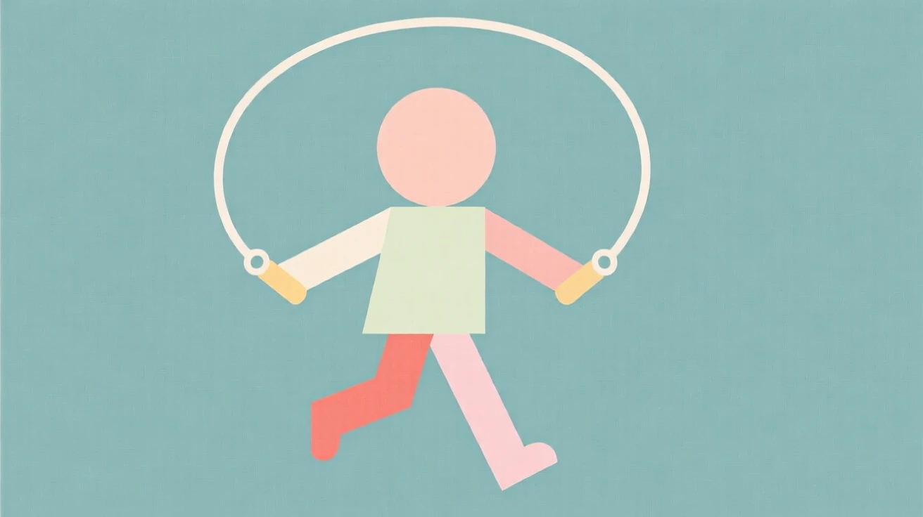 A young child learning to skip rope