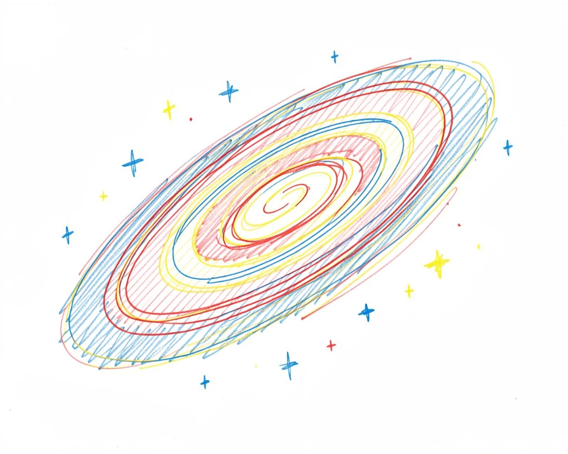 A distant galaxy spiraling in brilliant color against a starfield