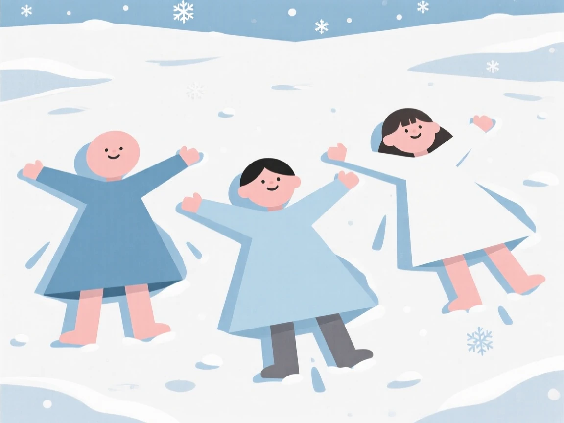 A group of children making a snow angel