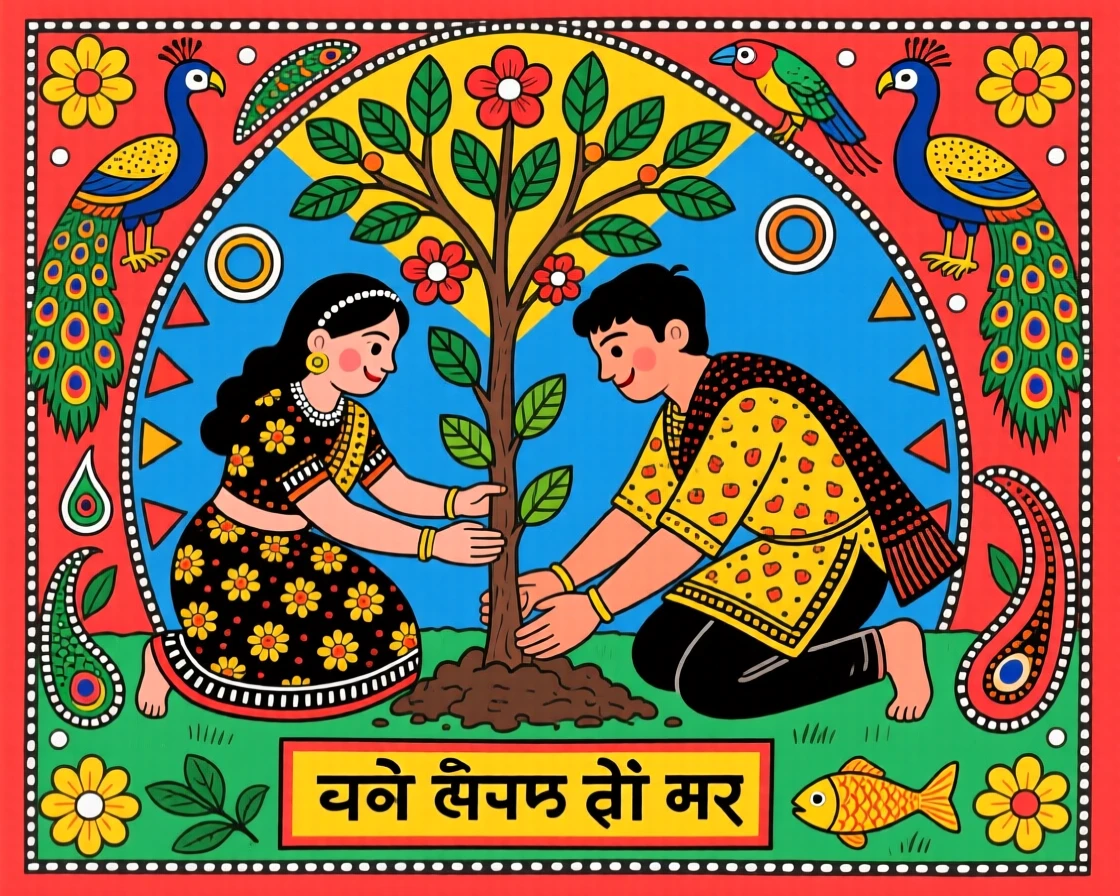 A young couple planting a tree together to mark a new beginning.