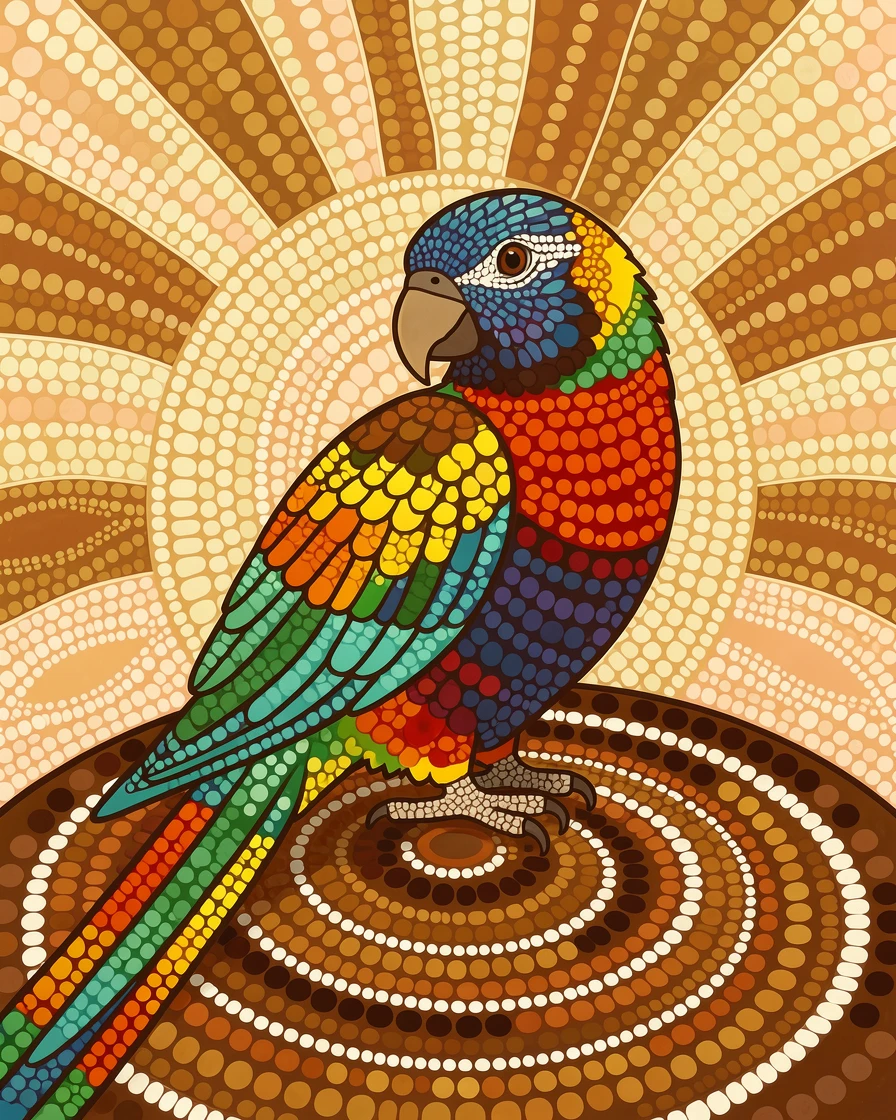 A rainbow lorikeet preening its feathers in the sun