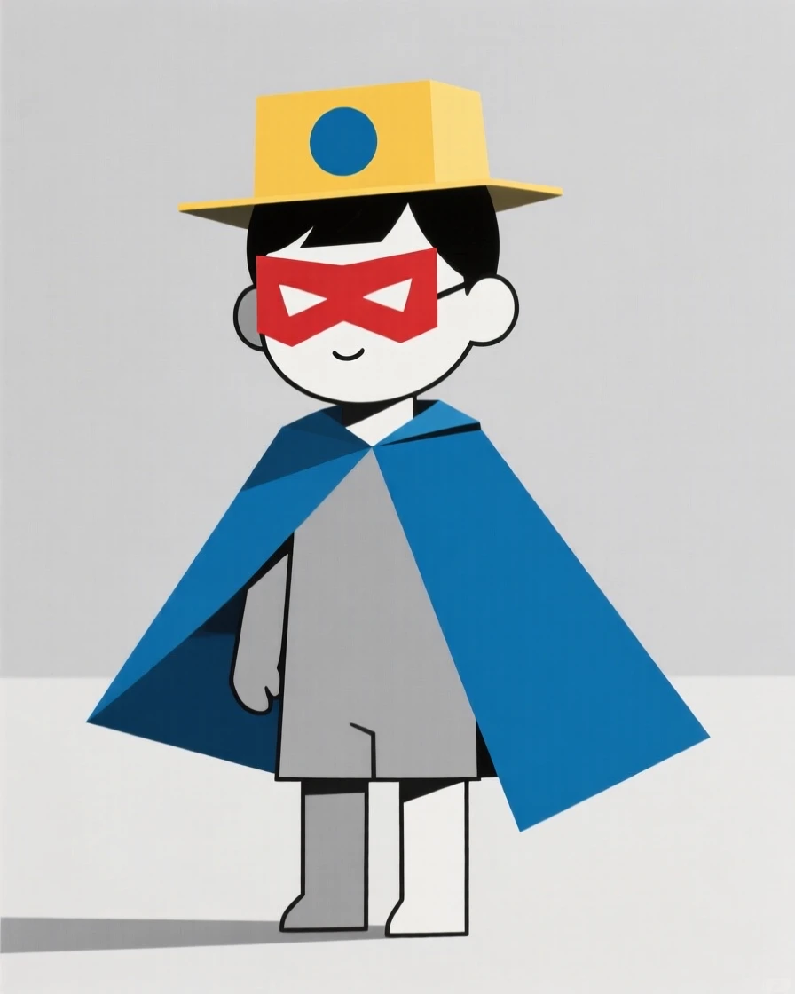 A young child playing dress-up with costumes