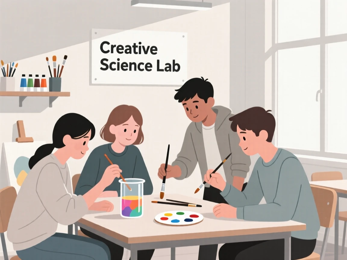 A group of students conducting an experiment in an art classroom.
