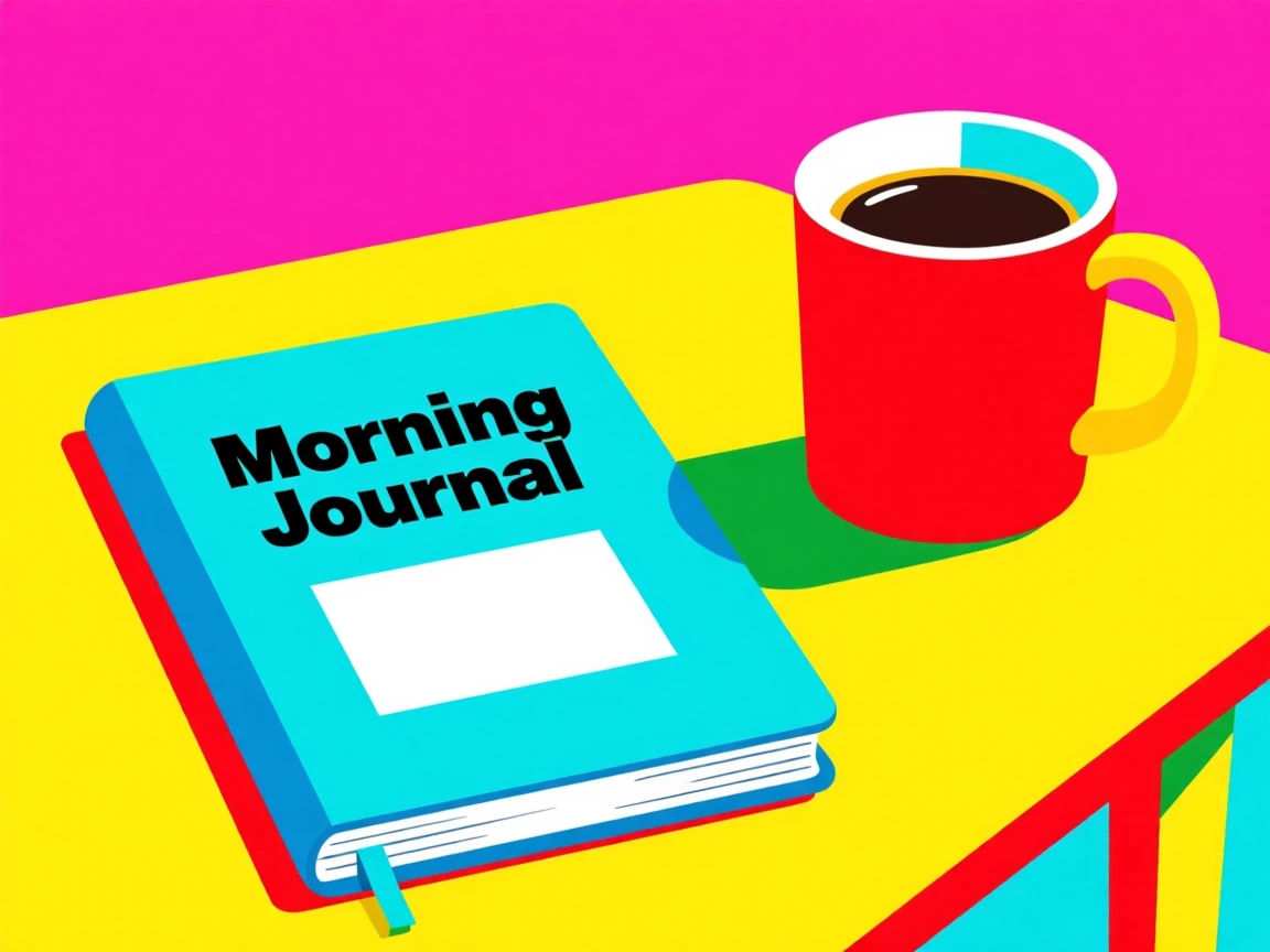 Morning journal and coffee on a sunlit table