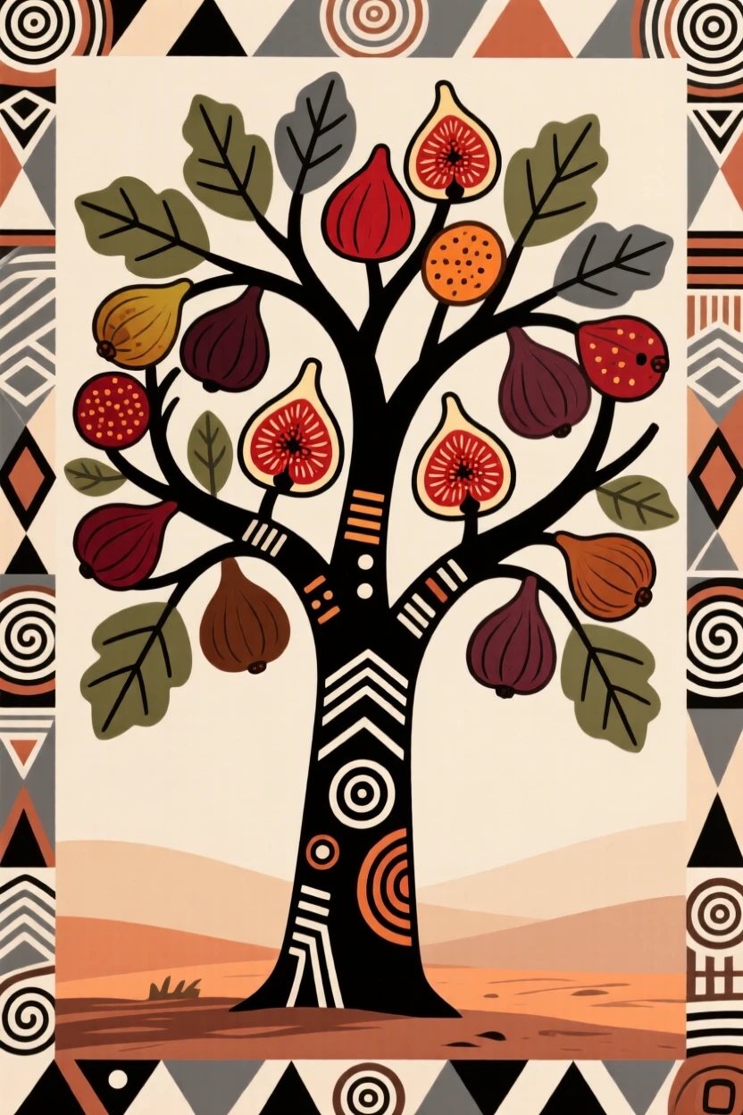 A wild fig tree heavy with ripe fruit.