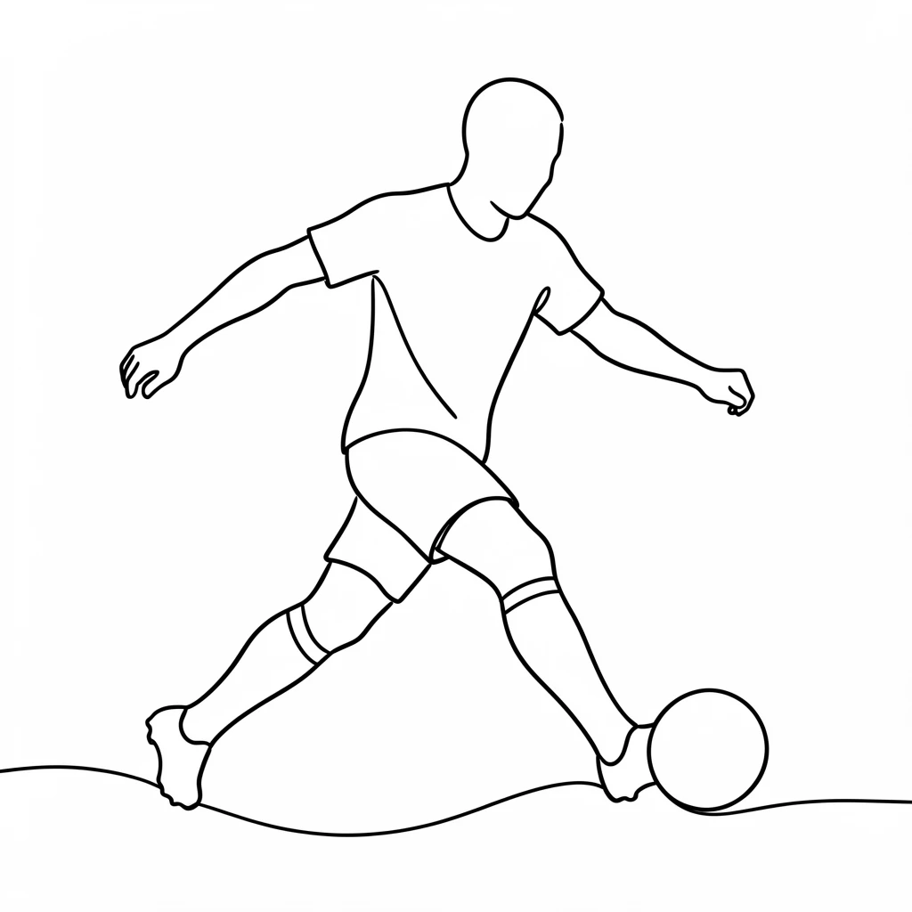 A soccer player kicking the ball mid-stride during a match