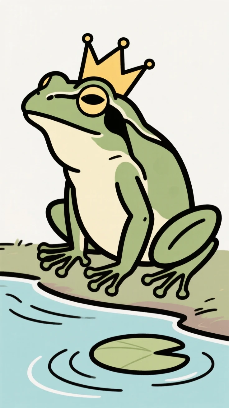 A frog prince by a pond