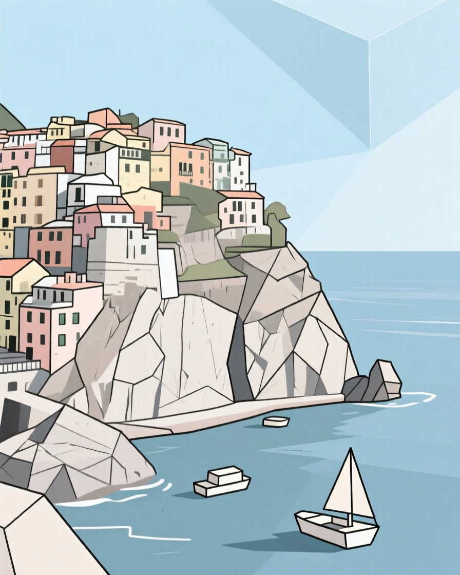 A Mediterranean cliffside town overlooking the sea