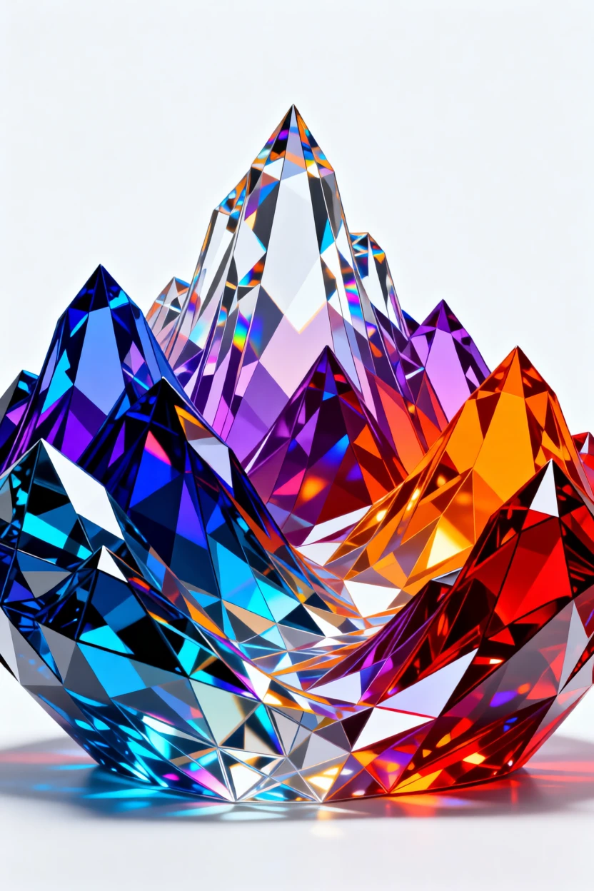 An abstract composition of vivid color gradients forming a mountain range silhouette.