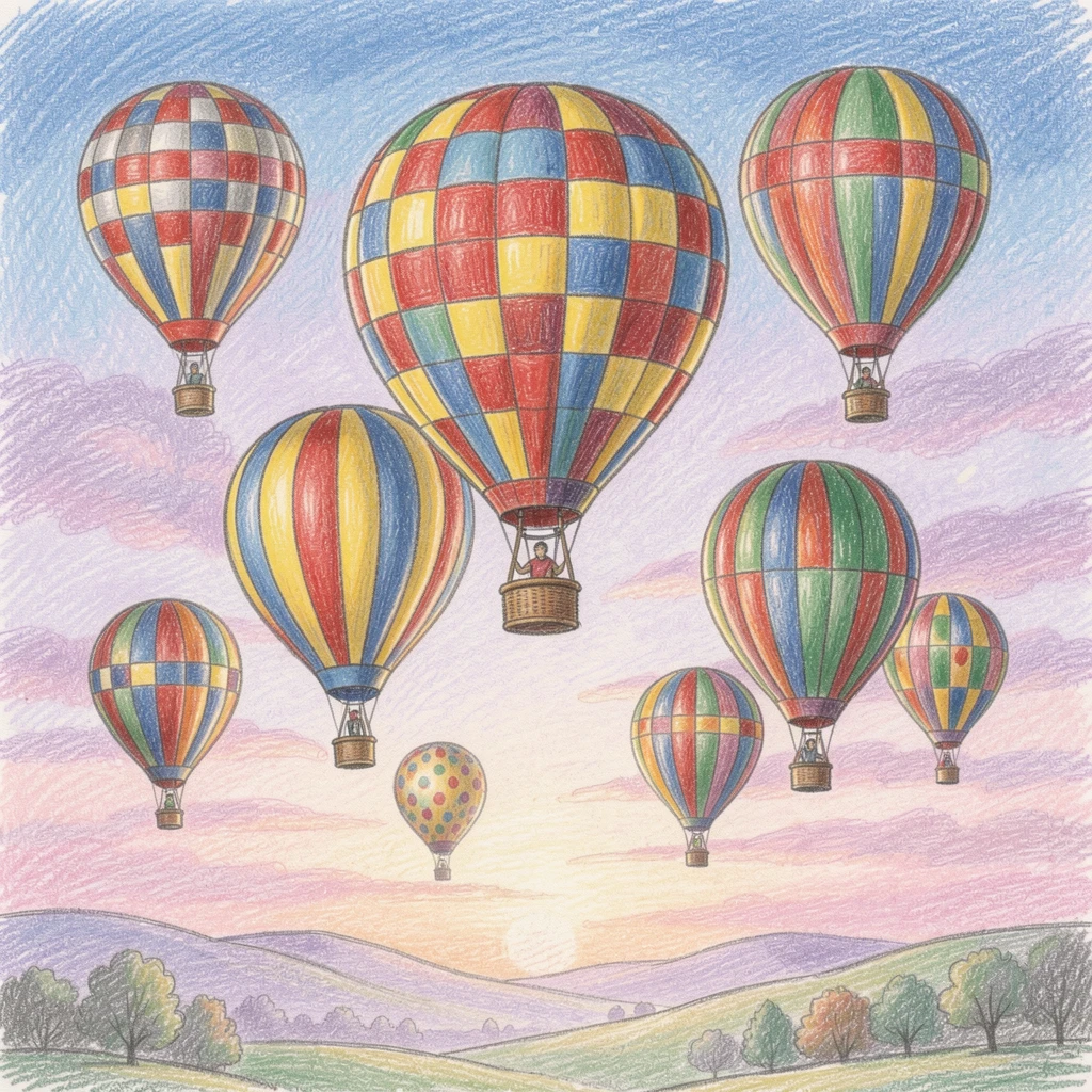 A hot air balloon race filling the sky with color at dawn, set against a softly lit, atmospheric backdrop, designed to feel inviting, memorable, and shareable.