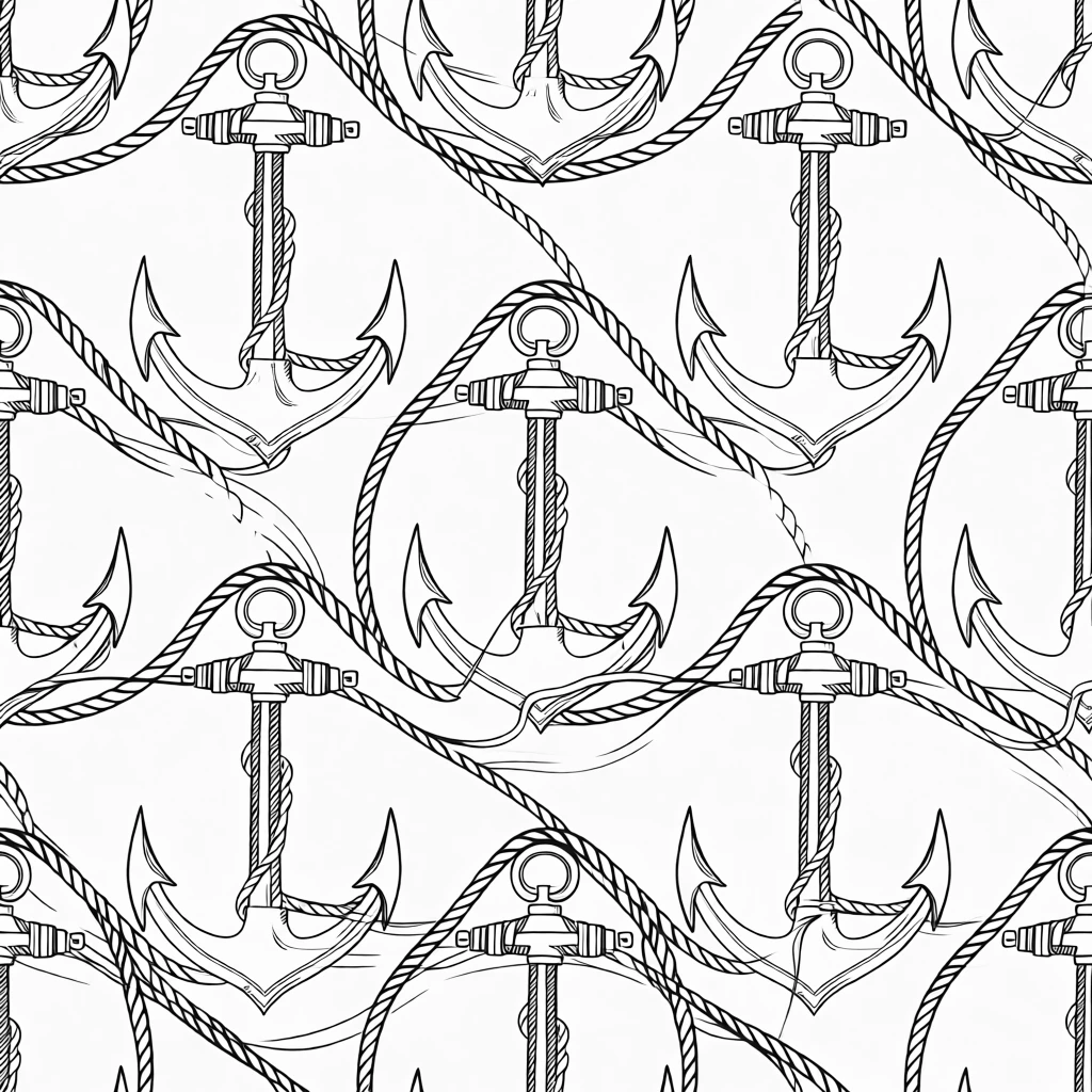 A repeating pattern of anchors and nautical rope