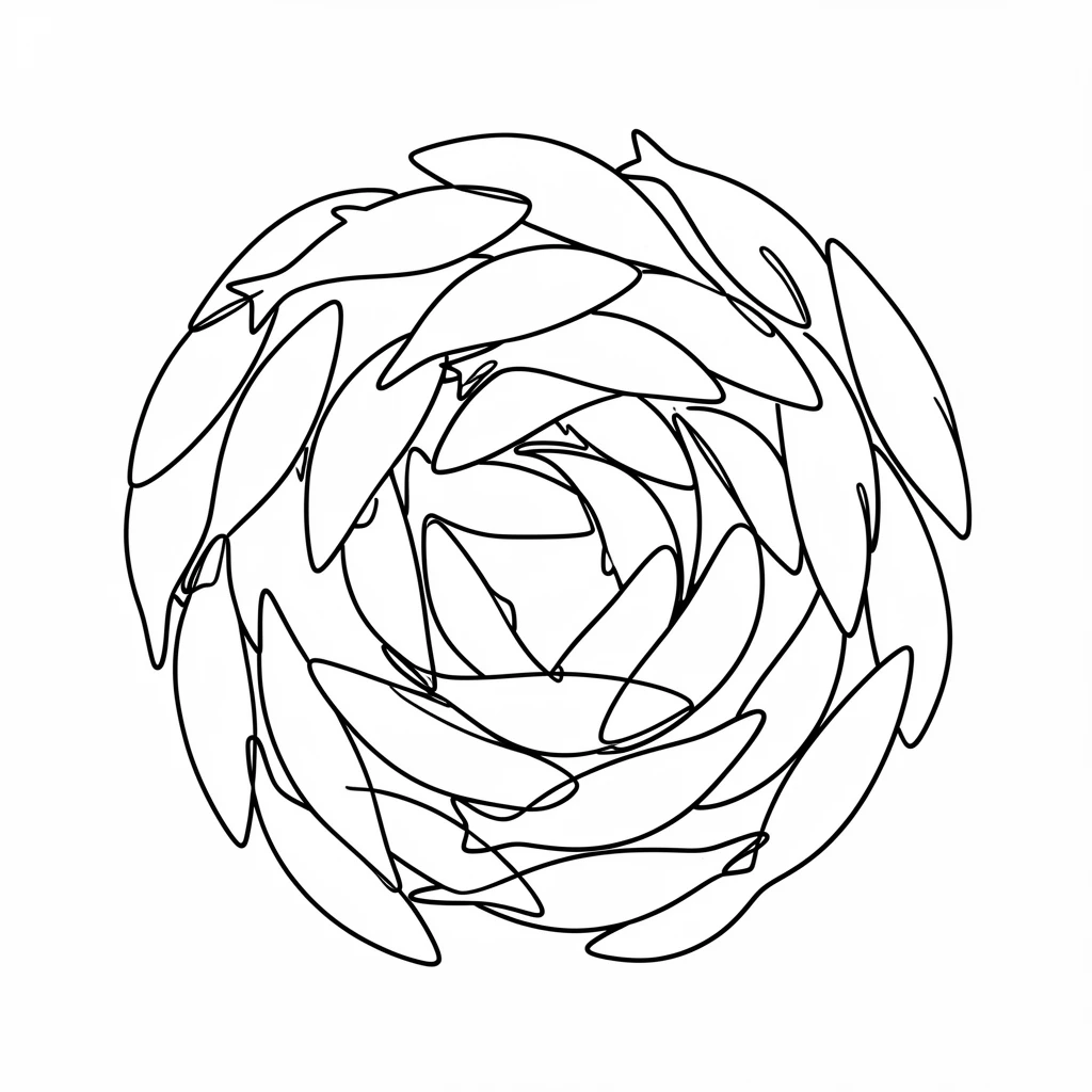 A school of silver herring swirling together in a tight bait ball
