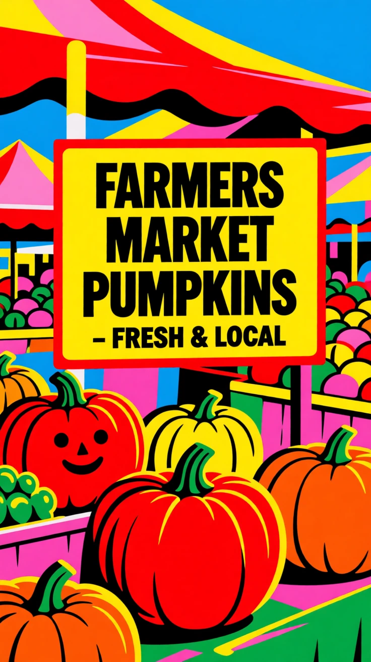 Farmers market pumpkin display in autumn