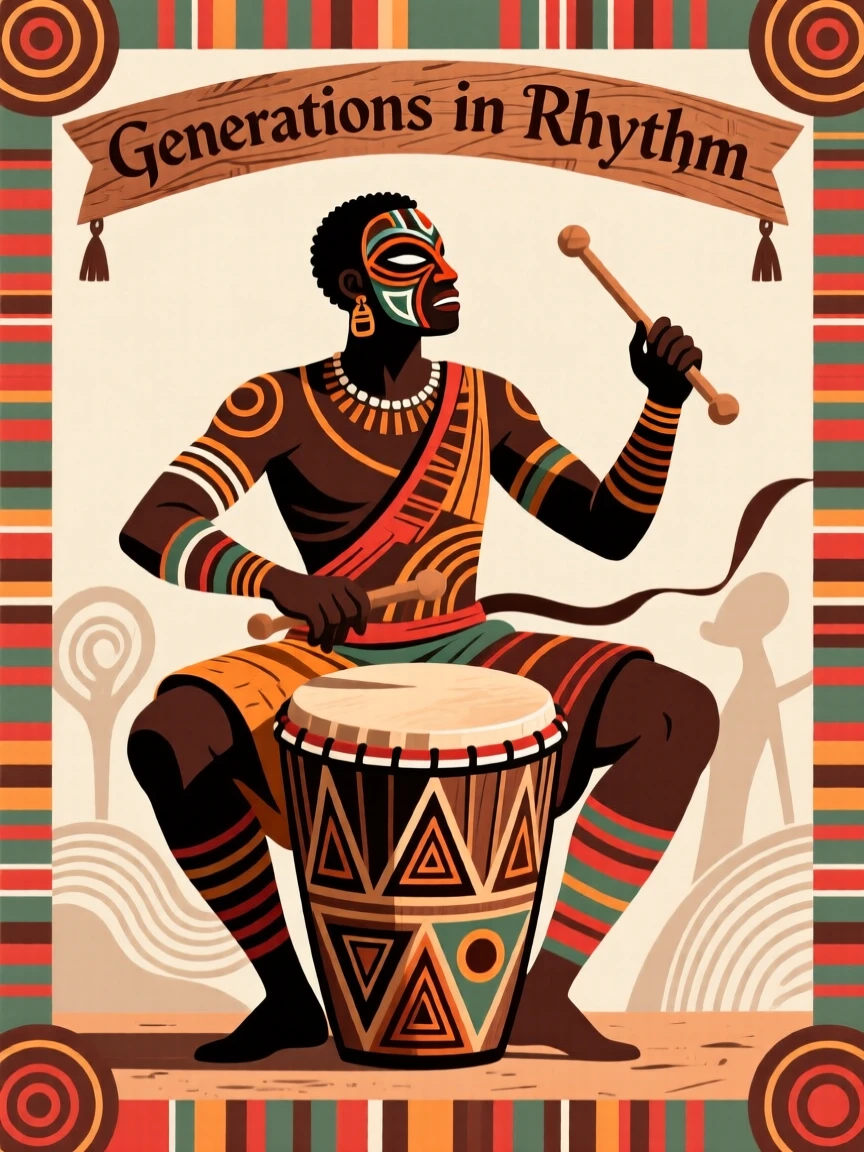 A proud drummer demonstrating a skill passed down for generations.