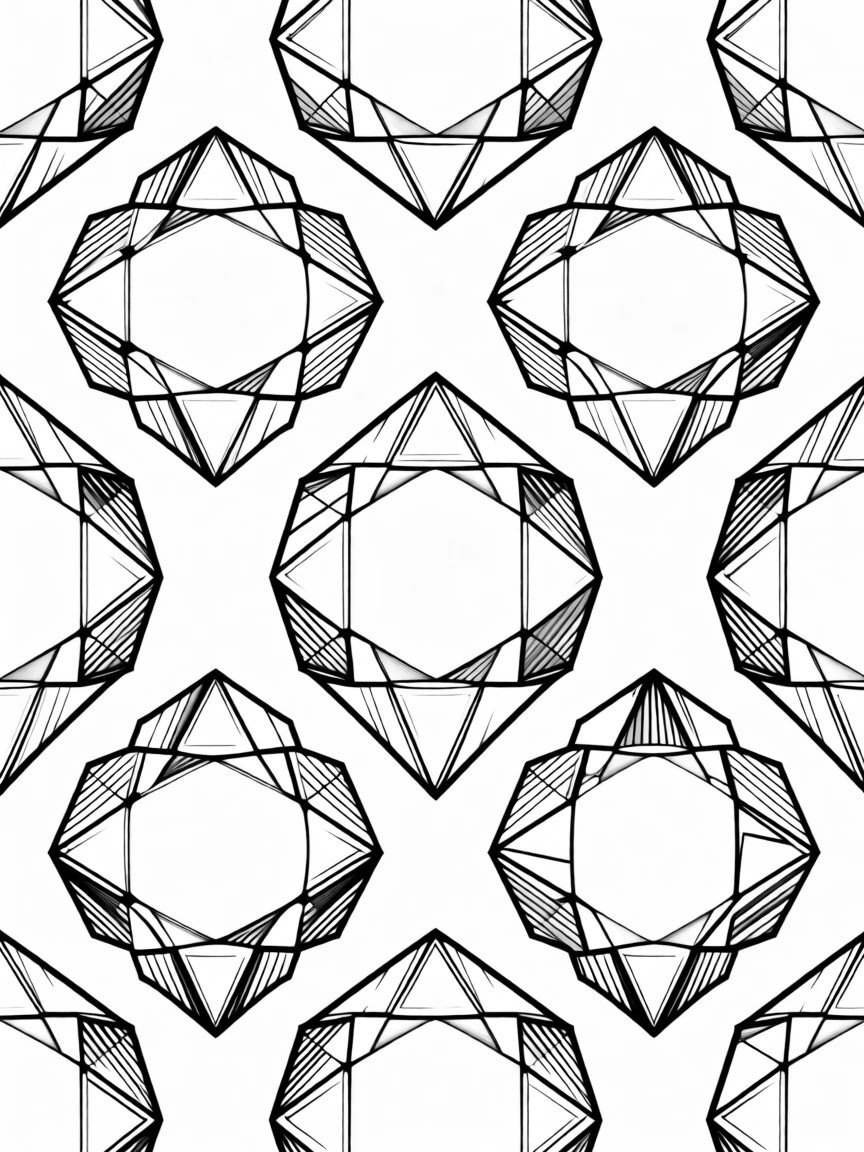 A decorative gemstone pattern with faceted shapes