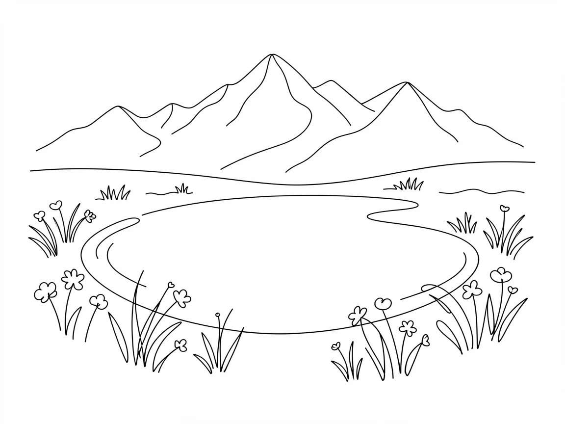 A glacier-fed lake surrounded by wildflower meadows in summer