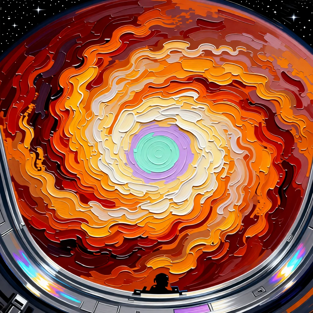 A view of a swirling hurricane-like storm on a distant gas giant seen from orbit