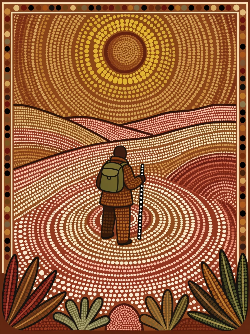 A lone traveler crossing a vast salt desert