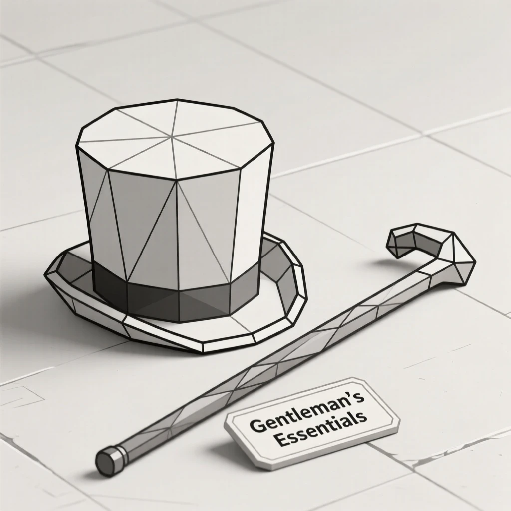 A tailored top hat resting beside a walking cane
