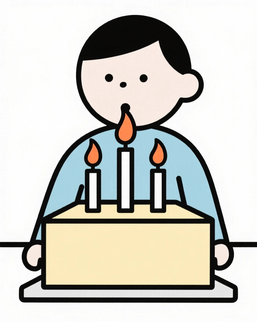 A child blowing out candles on a birthday cake