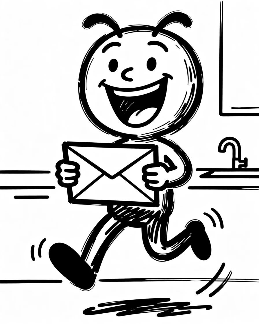 A person opening a long-awaited acceptance letter, jumping with joy in their kitchen.