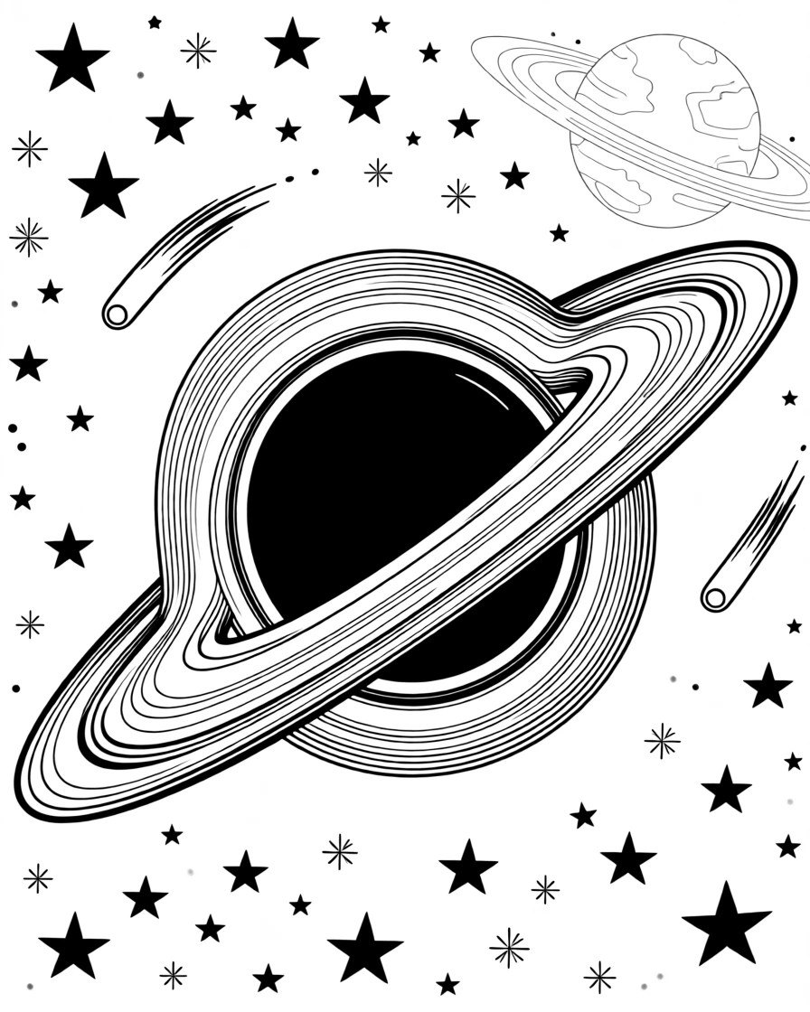A black hole bending light around a field of stars, with a trail of light marking its path through space.