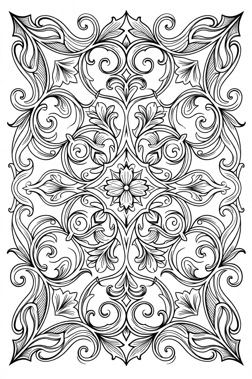 A decorative arabesque pattern with intricate linework